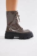 Grunge Combat Boots — Size 10 | Zip & Lace-Up | Brown