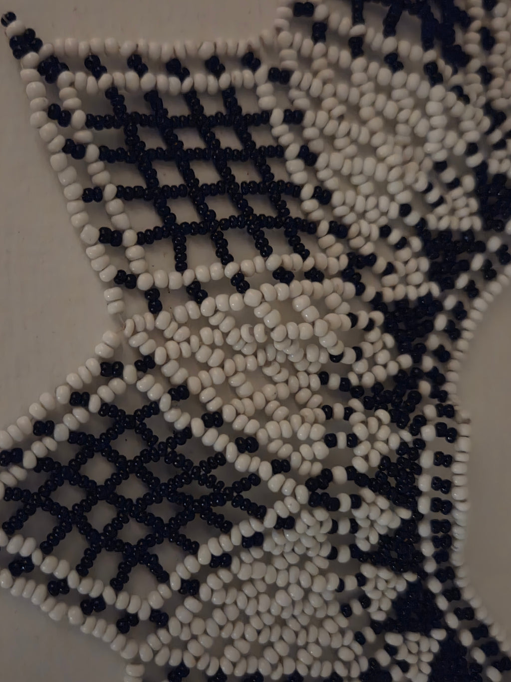 Handcrafted Black & White Geometric Starburst Bib Seed Bead Collar Necklace