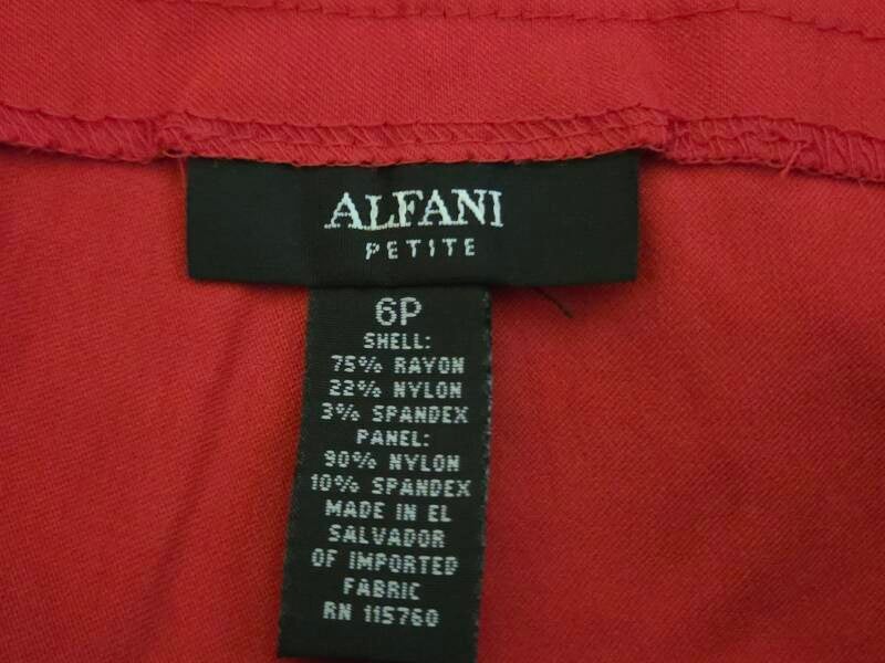 Alfani NWT Tummy-Control Pull-On Skinny Pants — Red, Size 6P