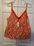 Sugar Lips Spaghetti Straps Floral Orange Tankie Size Sz Lg