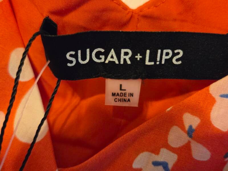 Sugar Lips Spaghetti Straps Floral Orange Tankie Size Sz Lg