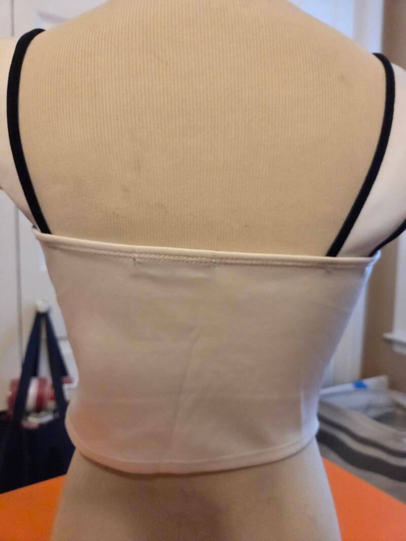 Oversized Bow Cut-Out Crop Top — White & Black (Size M)