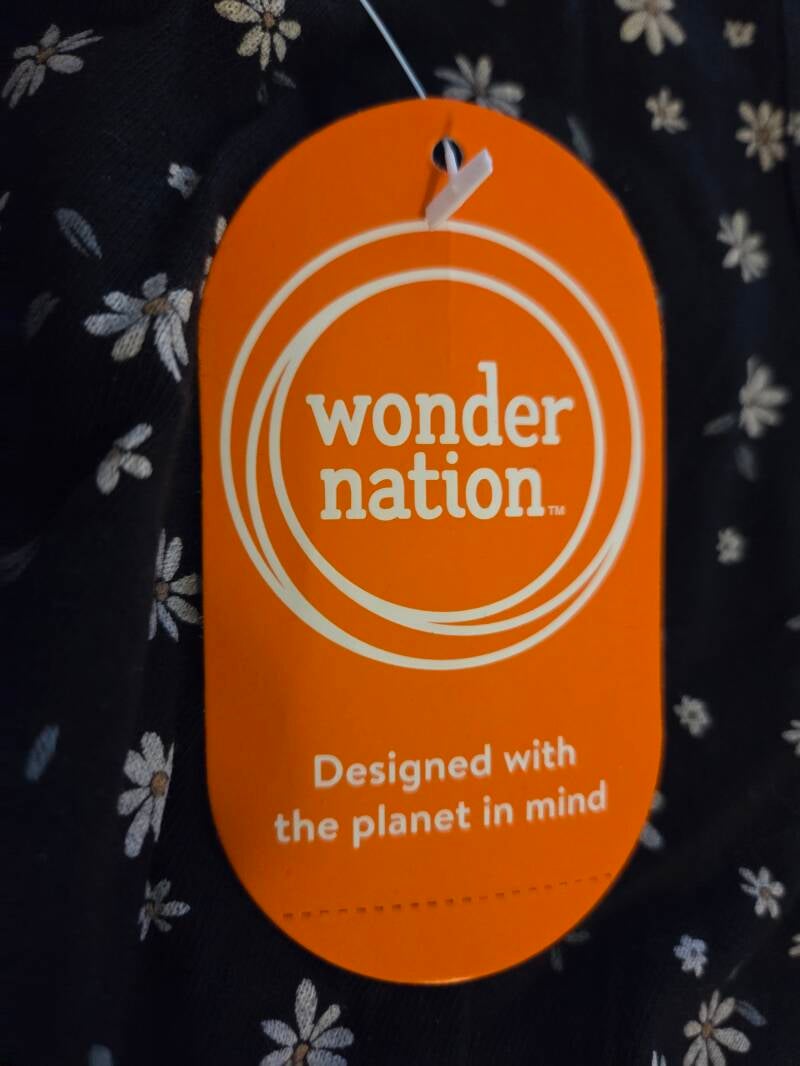 Wonder Nation Romper Girls Small XS Black Daisy Ditsy Floral Pockets New