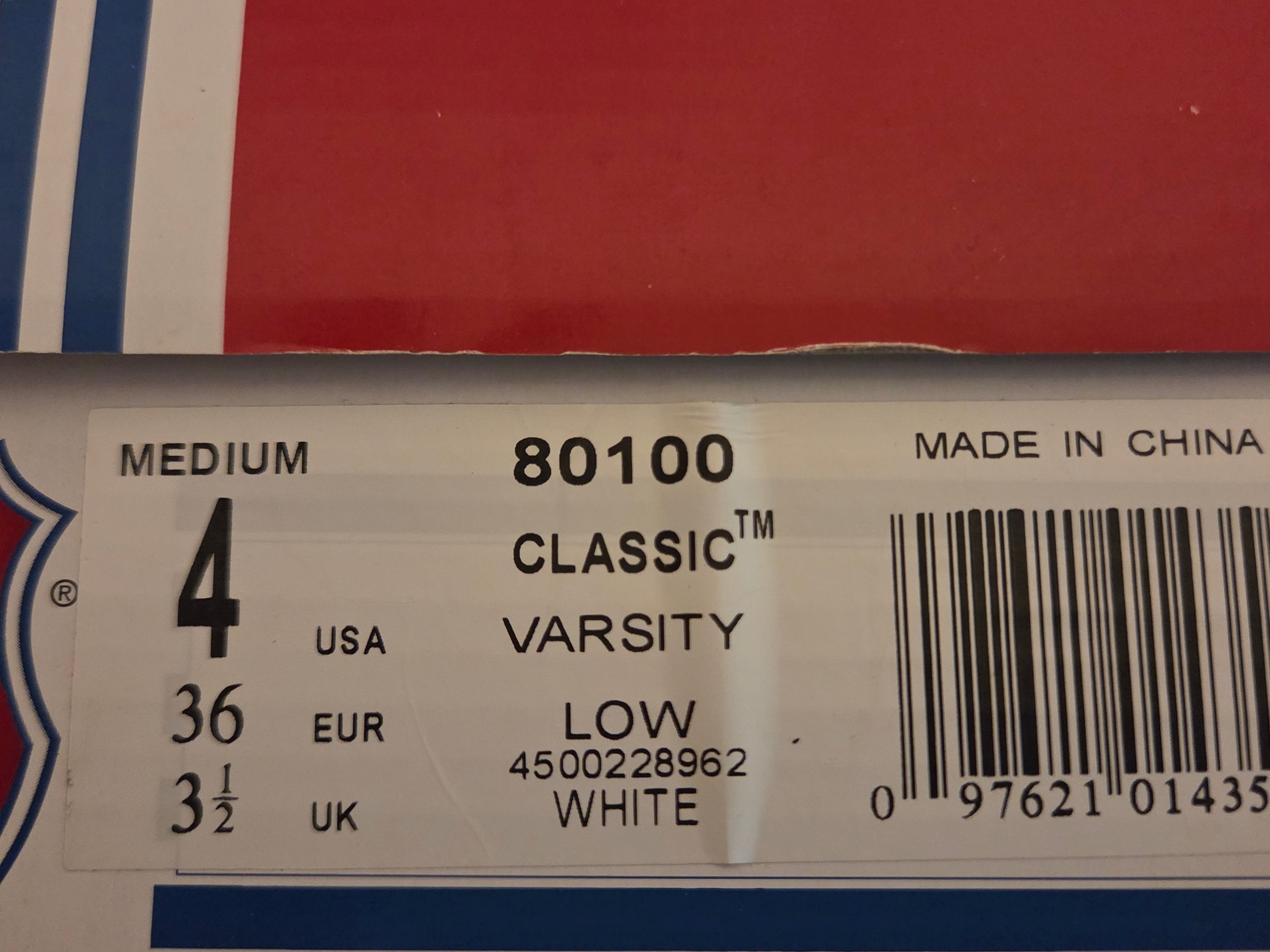 K-Swiss Classic Leather Varsity Low – White, Child's Size 4