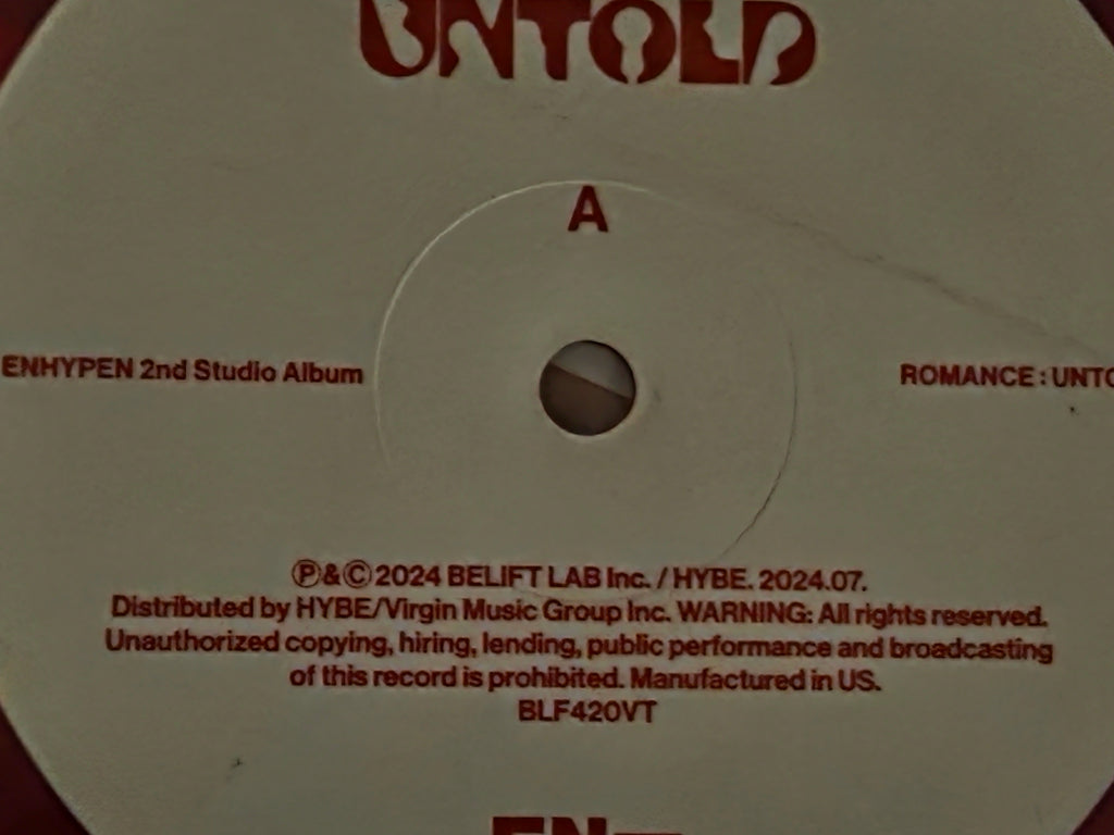 New ENHYPEN Romance: Untold LP  Exclusive Limited Edition Red Vinyl K-Pop 2024