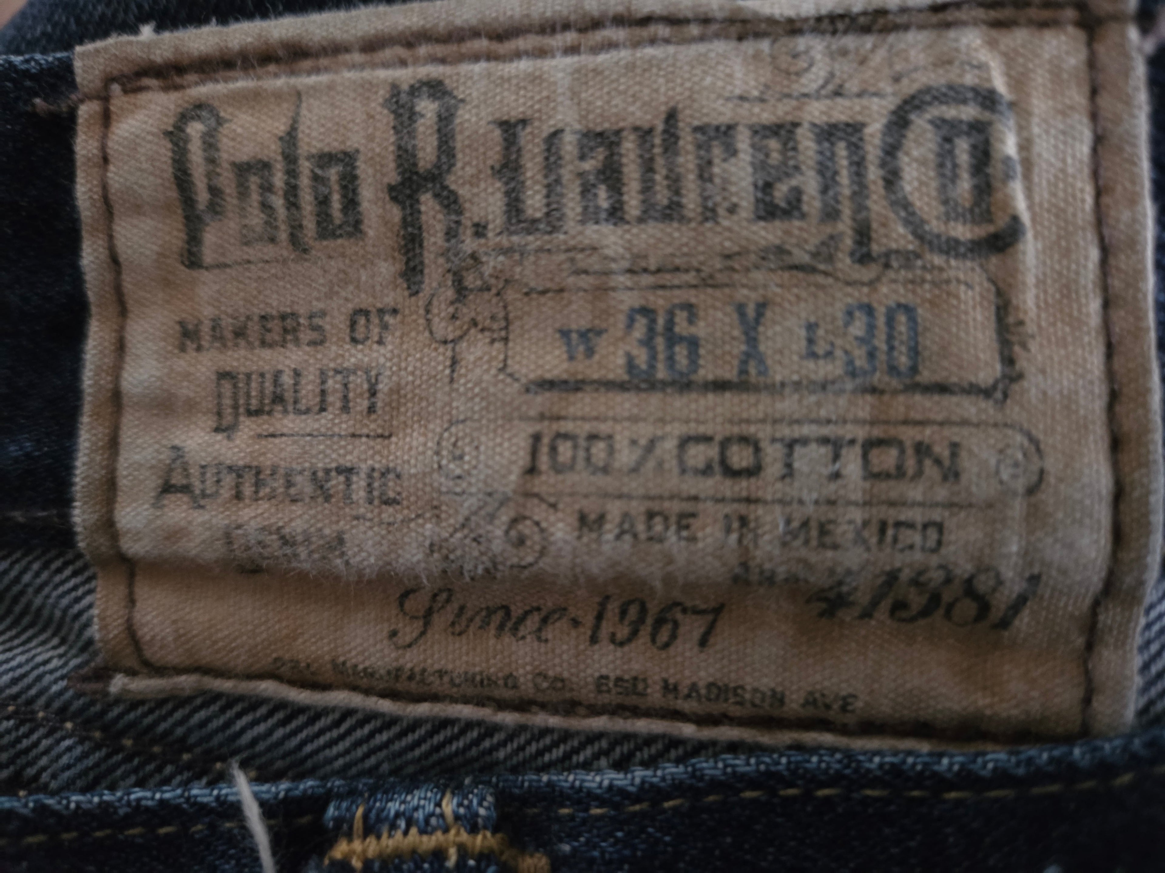 Polo Ralph Lauren Men's Classic Straight Leg Blue Jeans — 36x30