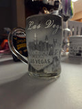 Las Vegas Souvenir Glass Mug – Clear 12oz Black & White Design