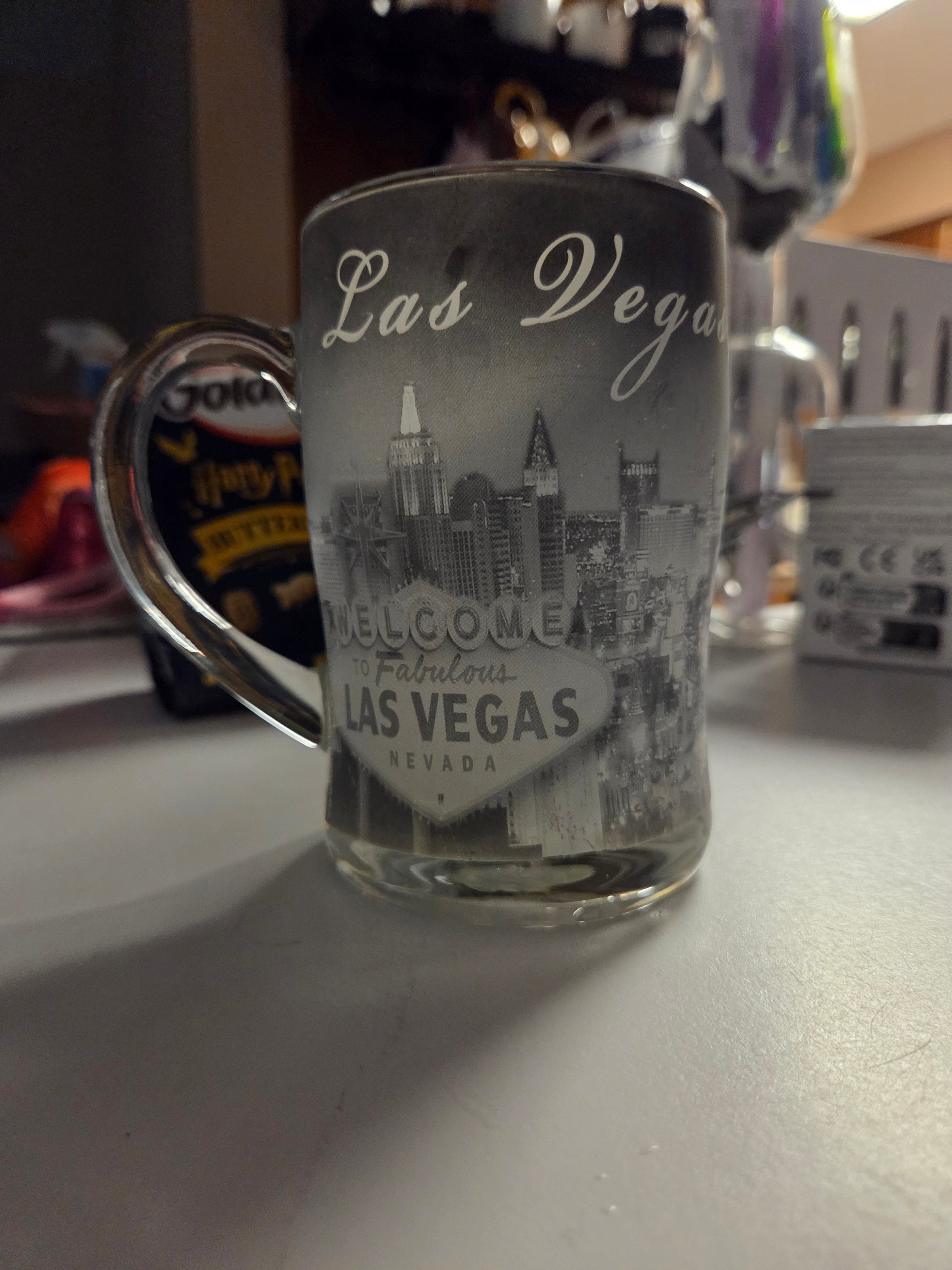 Las Vegas Souvenir Glass Mug – Clear 12oz Black & White Design
