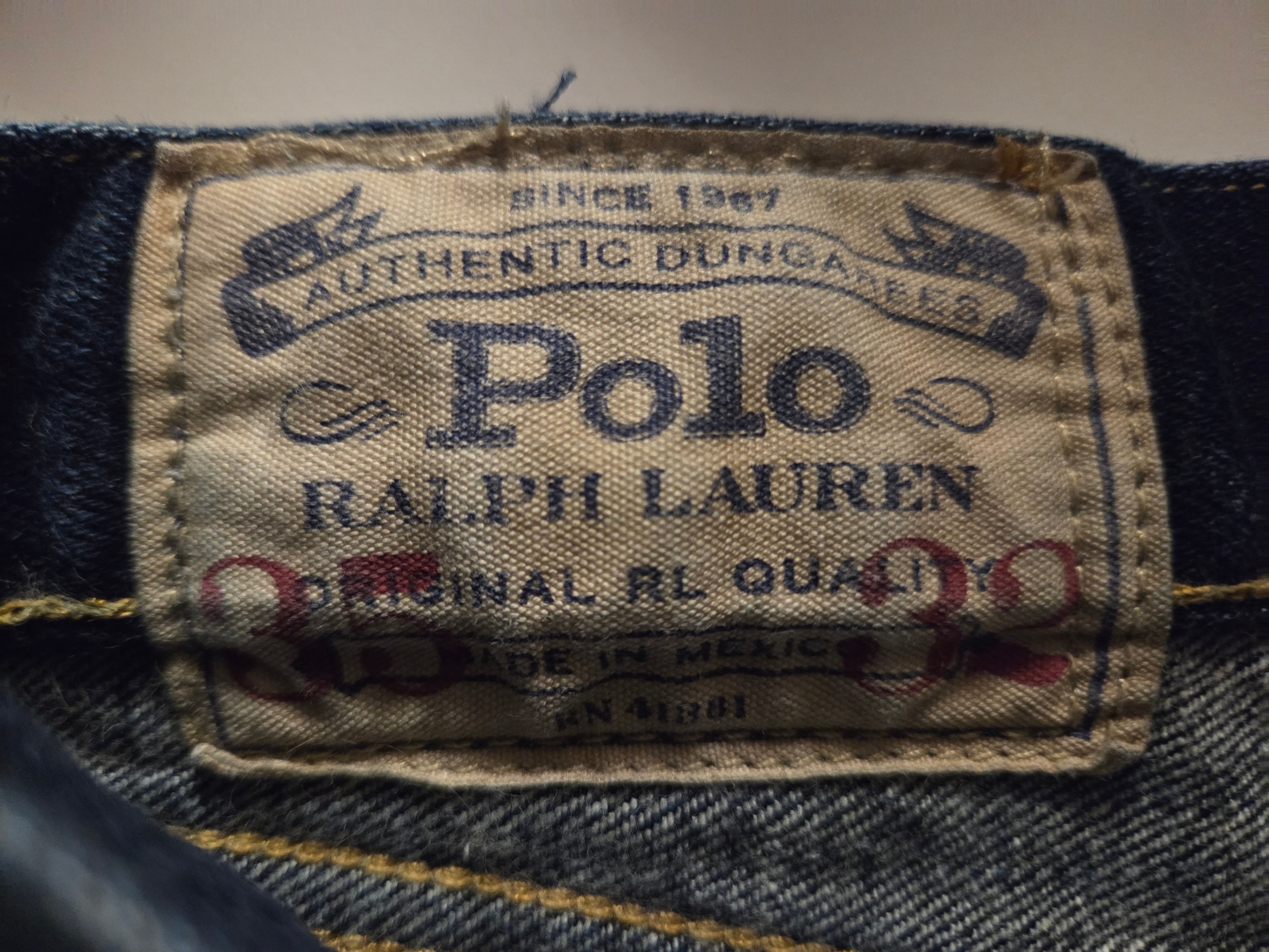 Polo Ralph Lauren Men's Blue Denim Jeans – Size 35x32 Red Line Casual