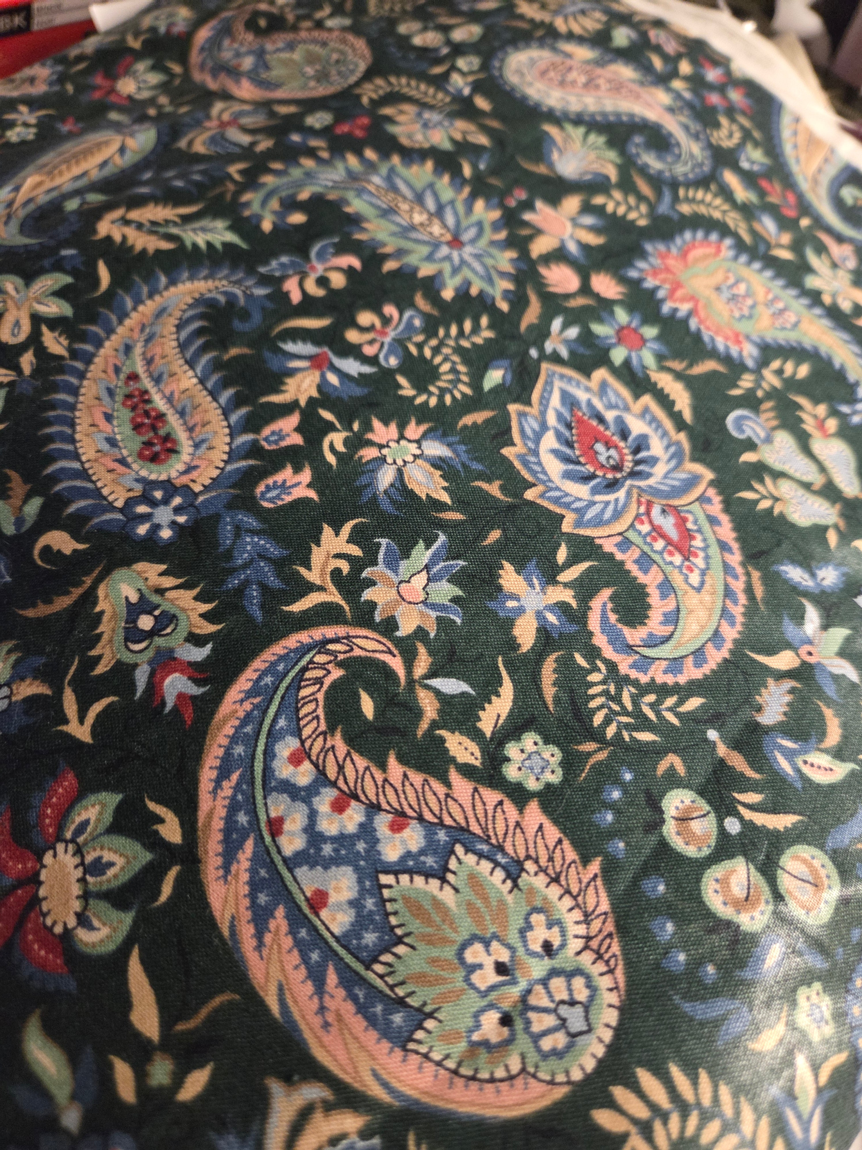 Waverly Rhapsody Paisley & Floral Fabric – Dark Green Jewel Tones | 100% Cotton | New