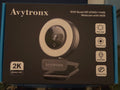 Avytronx 2K Quad HD Webcam with Ring Light, Stereo Microphone & Privacy Cover