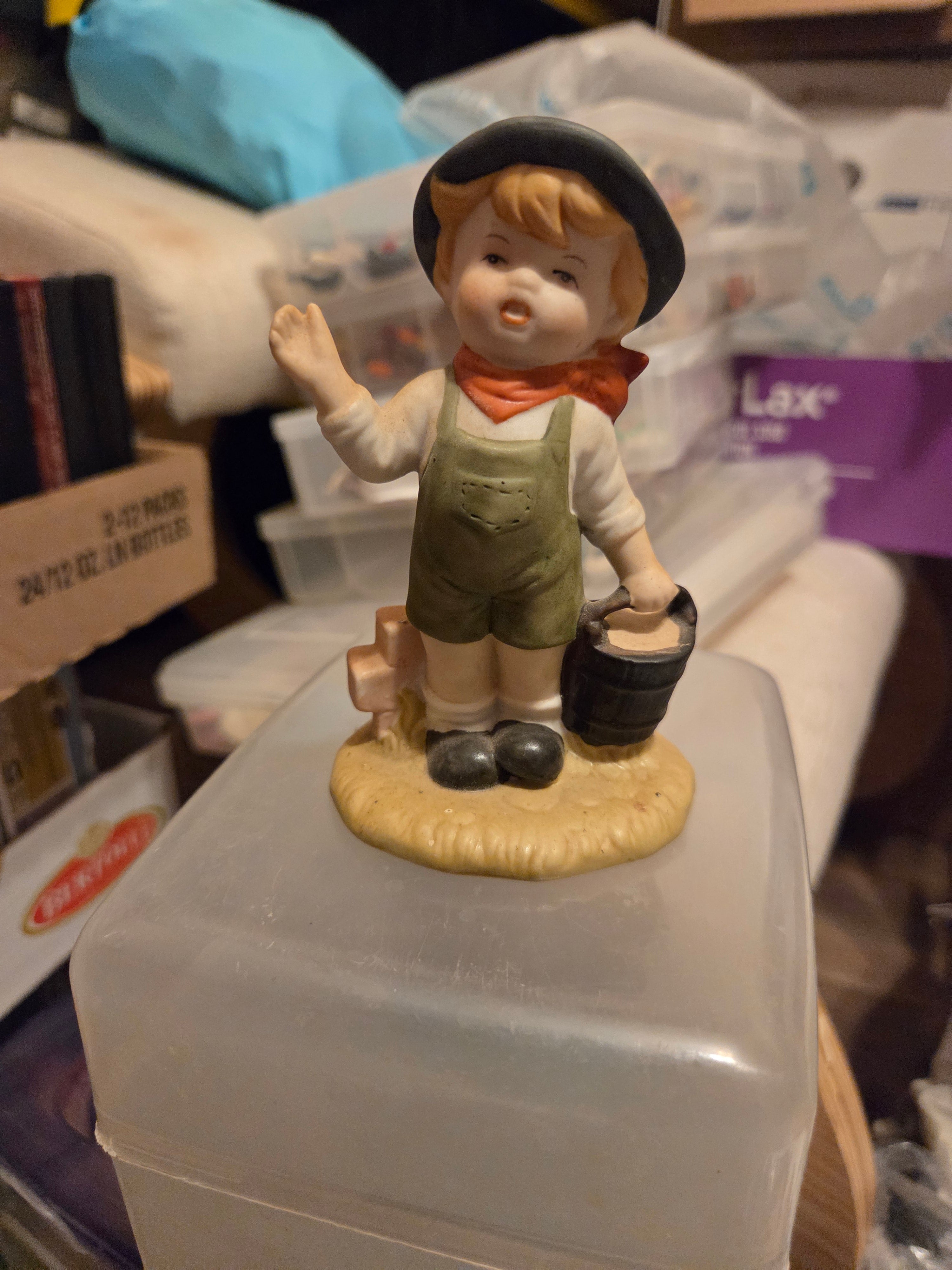 Vintage Napcoware-Style Boy with Bucket Ceramic Figurine — Made in Japan