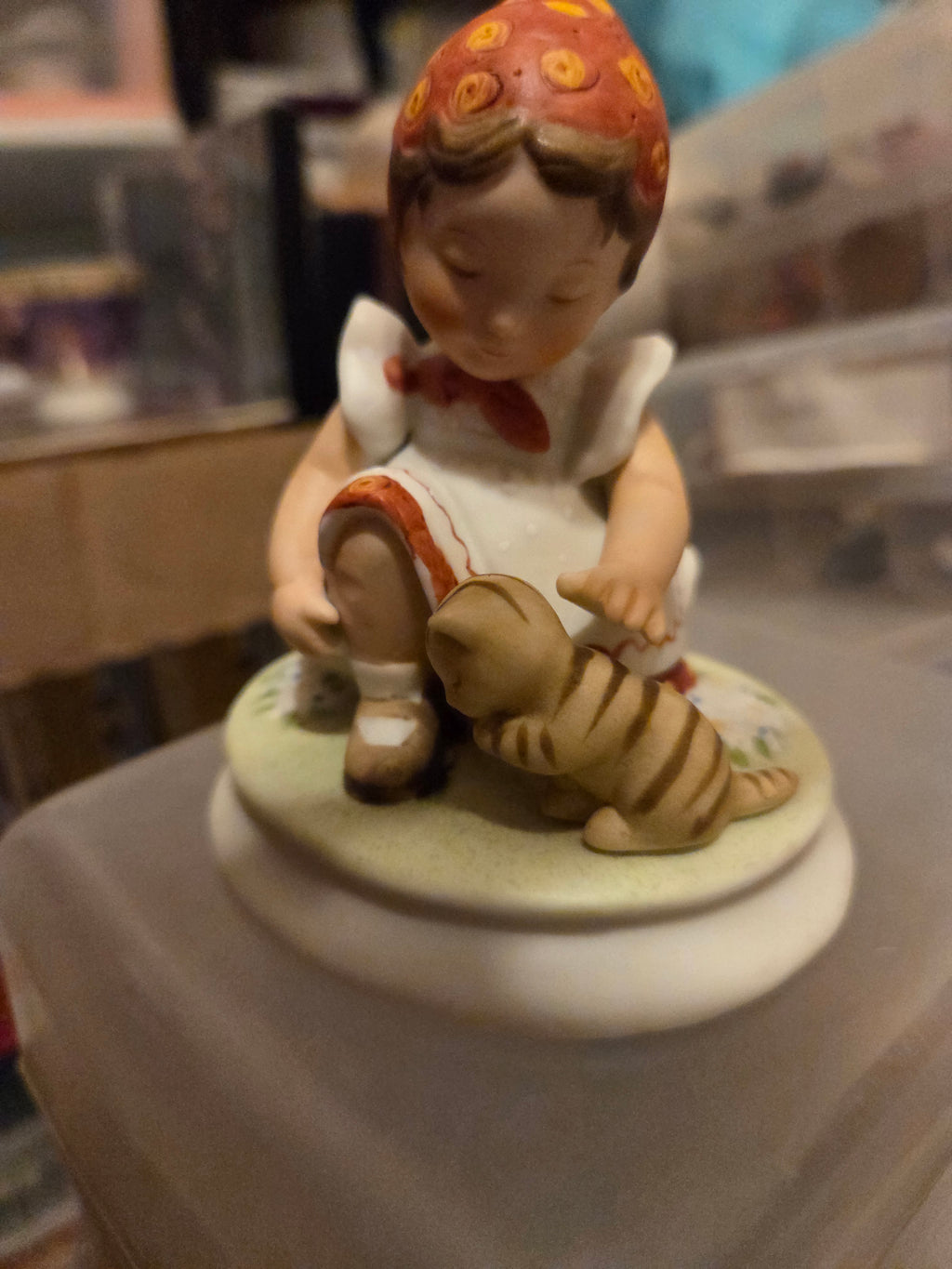 Vintage Special Moments "Gretchen" Girl Cat Figurine — Series 1 Designers' Collection 1979