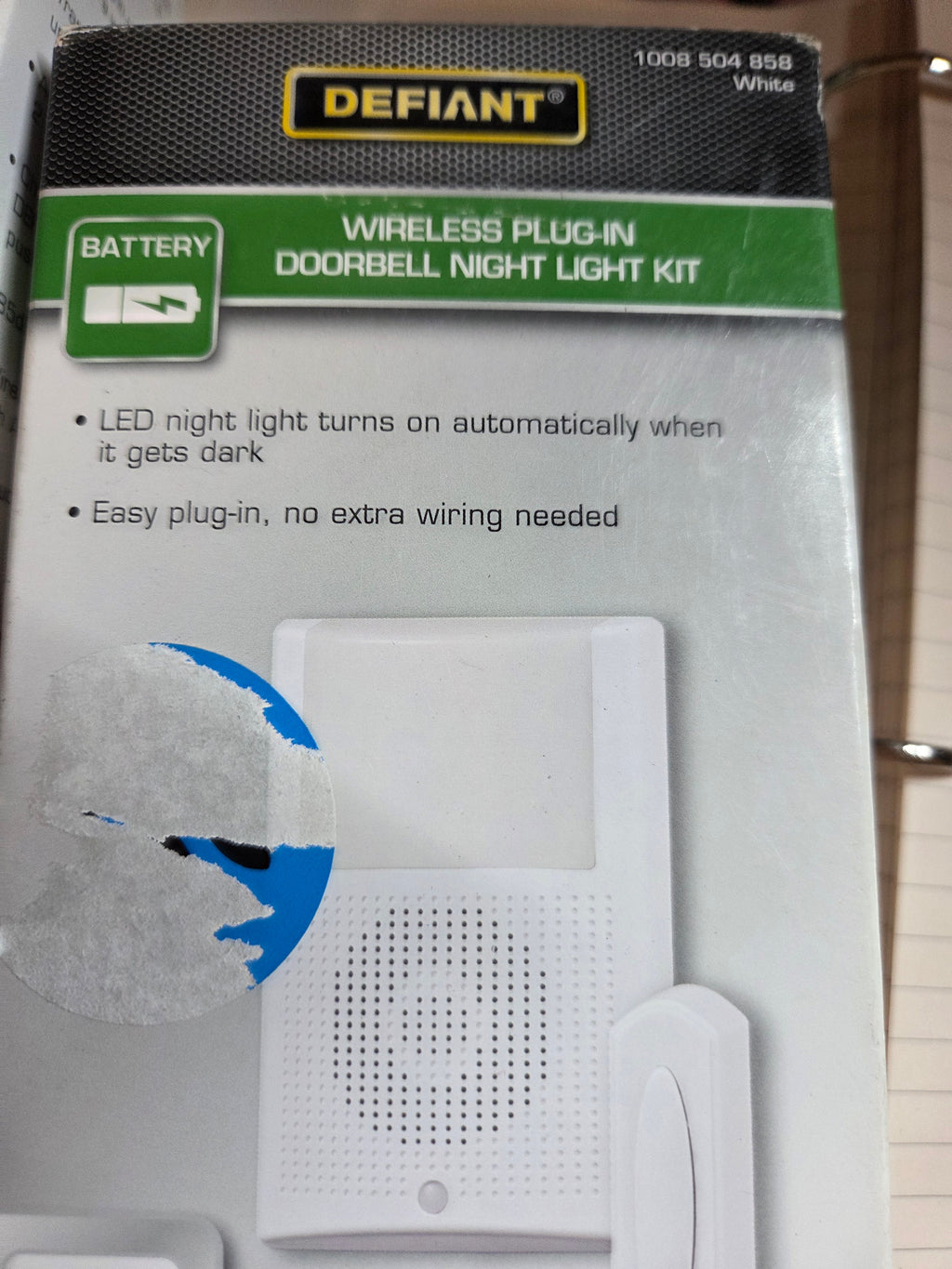 Defiant Wireless Doorbell Kit with Plug-In Chime & LED Night Light