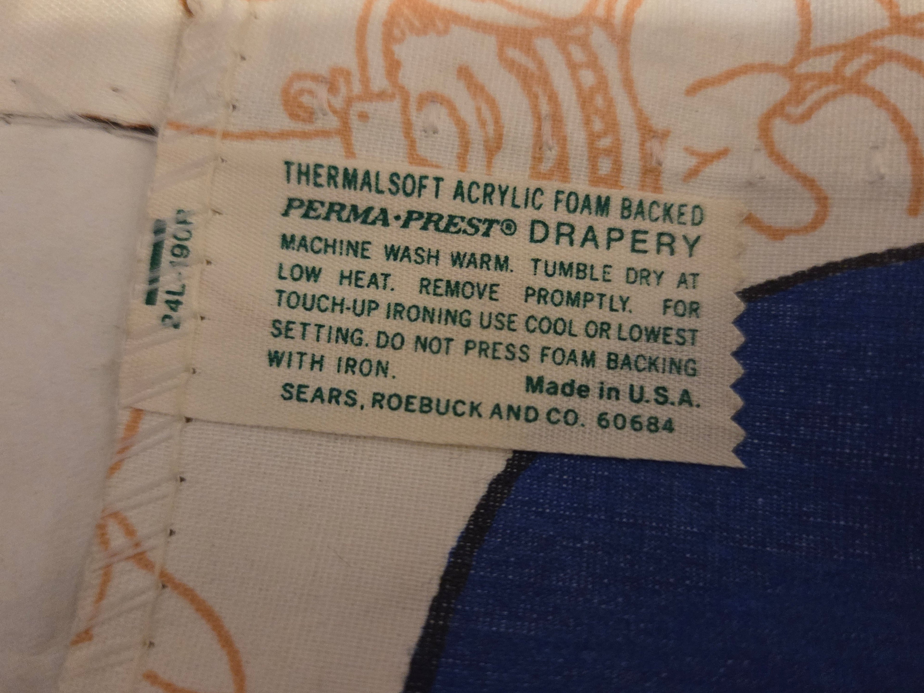 Sears Roebuck Perma Prest Football Drapery Panels 23x83 — Set of 2 (Preowned)