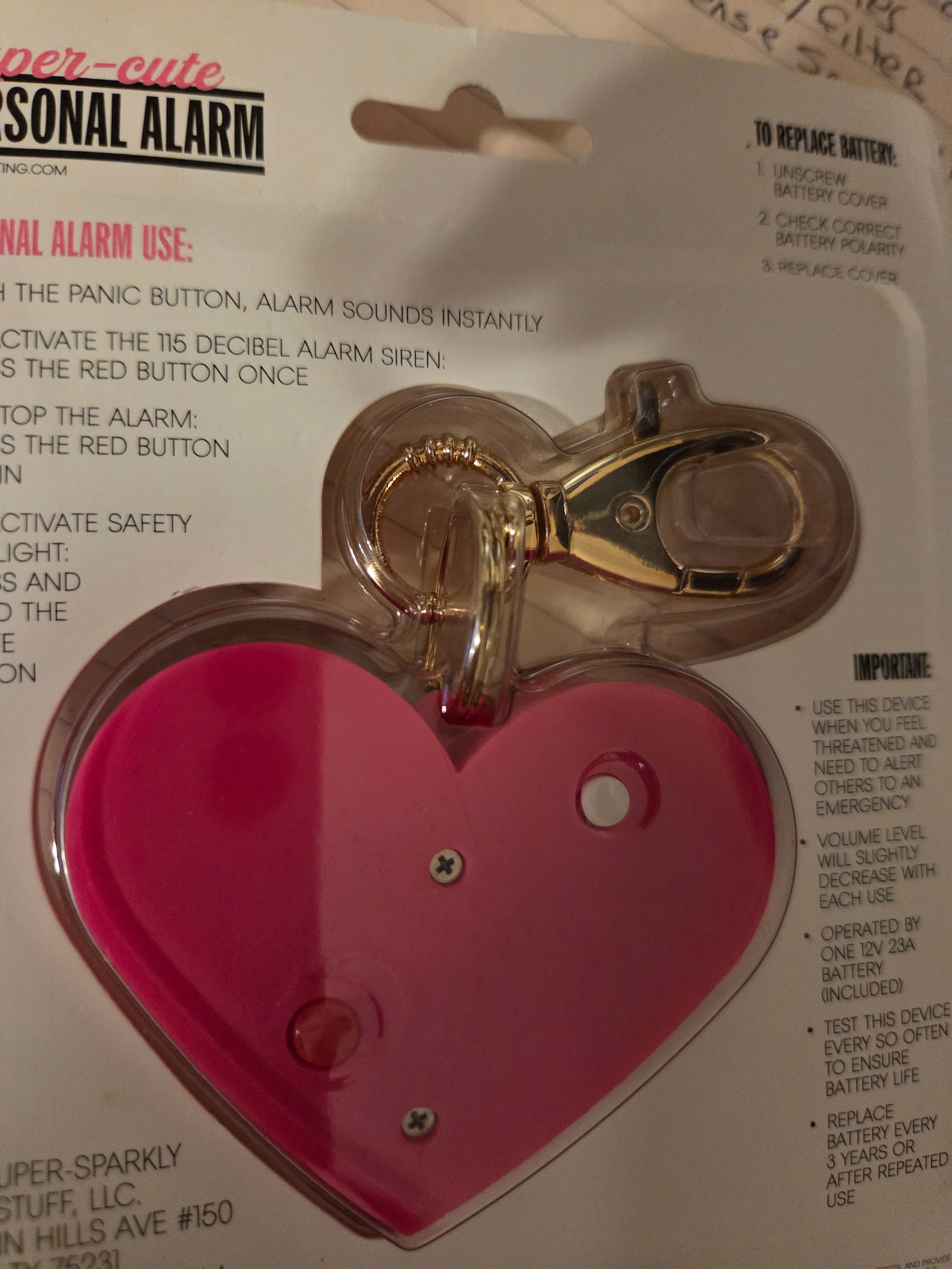 BlingSting 115dB Heart-Shaped Personal Alarm – Pink Glitter | New Old Stock