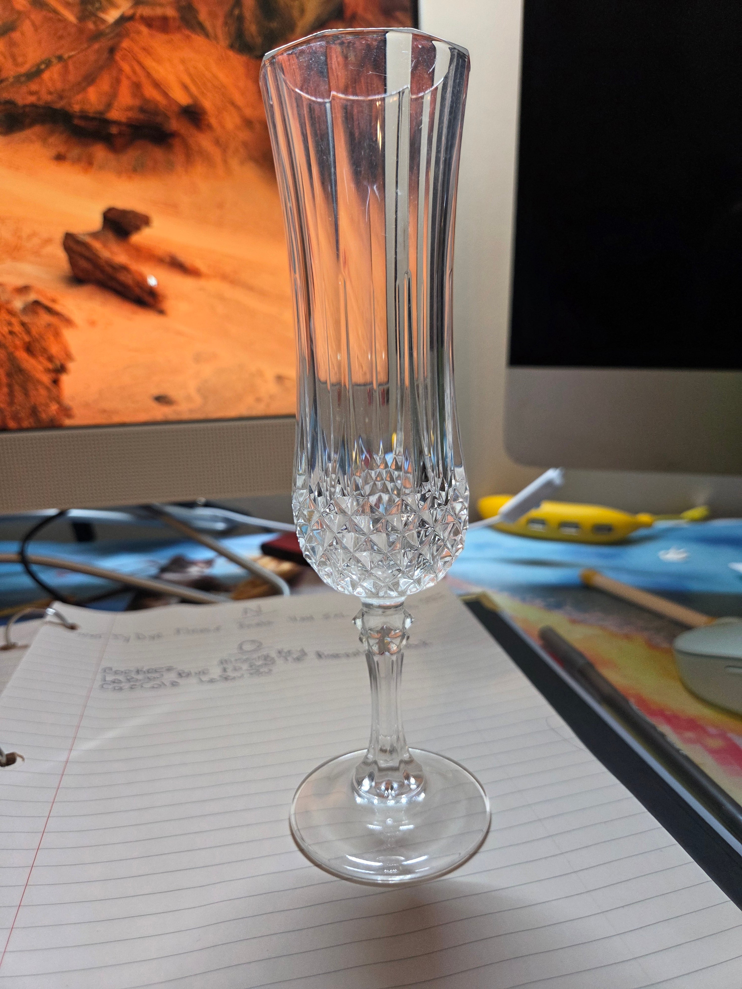 Cristal d'Arques Longchamp Crystal Champagne Flute — Made in France (Sold Individually) Preowned