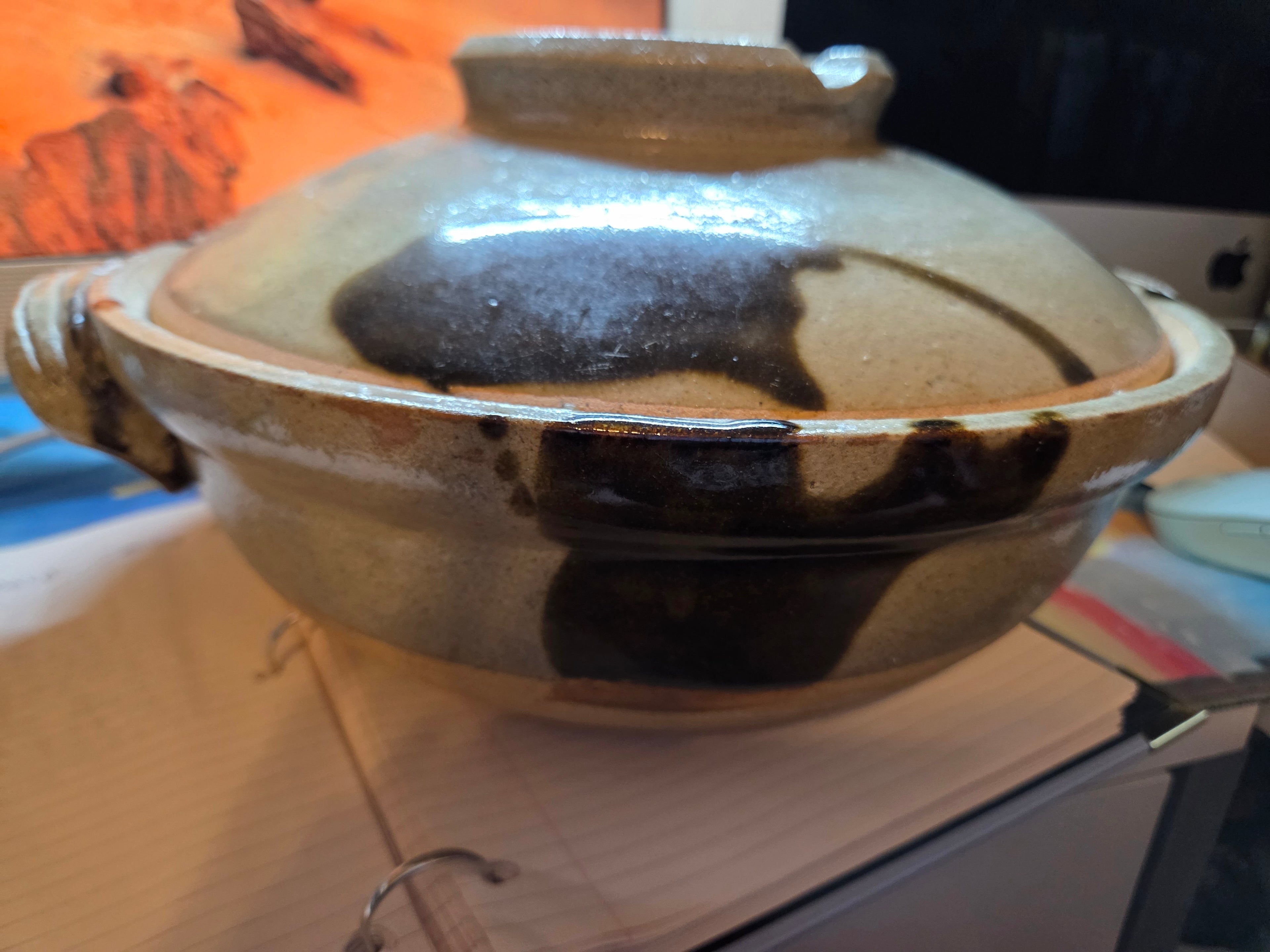Vintage Mid-Century Donabe Japanese Casserole Pot — Studio Pottery, Hamada Era