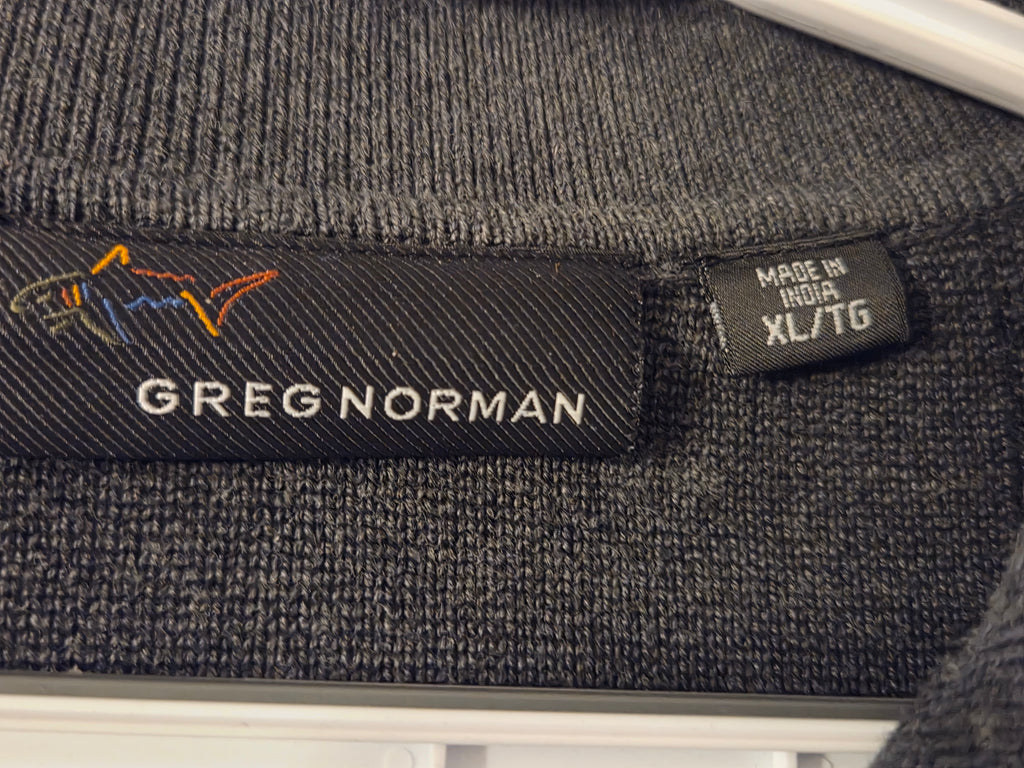 Greg Norman Charcoal Gray Windowpane Check Sweater (Men's XL) Preowned