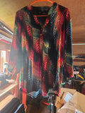 New Direction Vibrant Multicolor Patterned Button-Front Blouse — XL