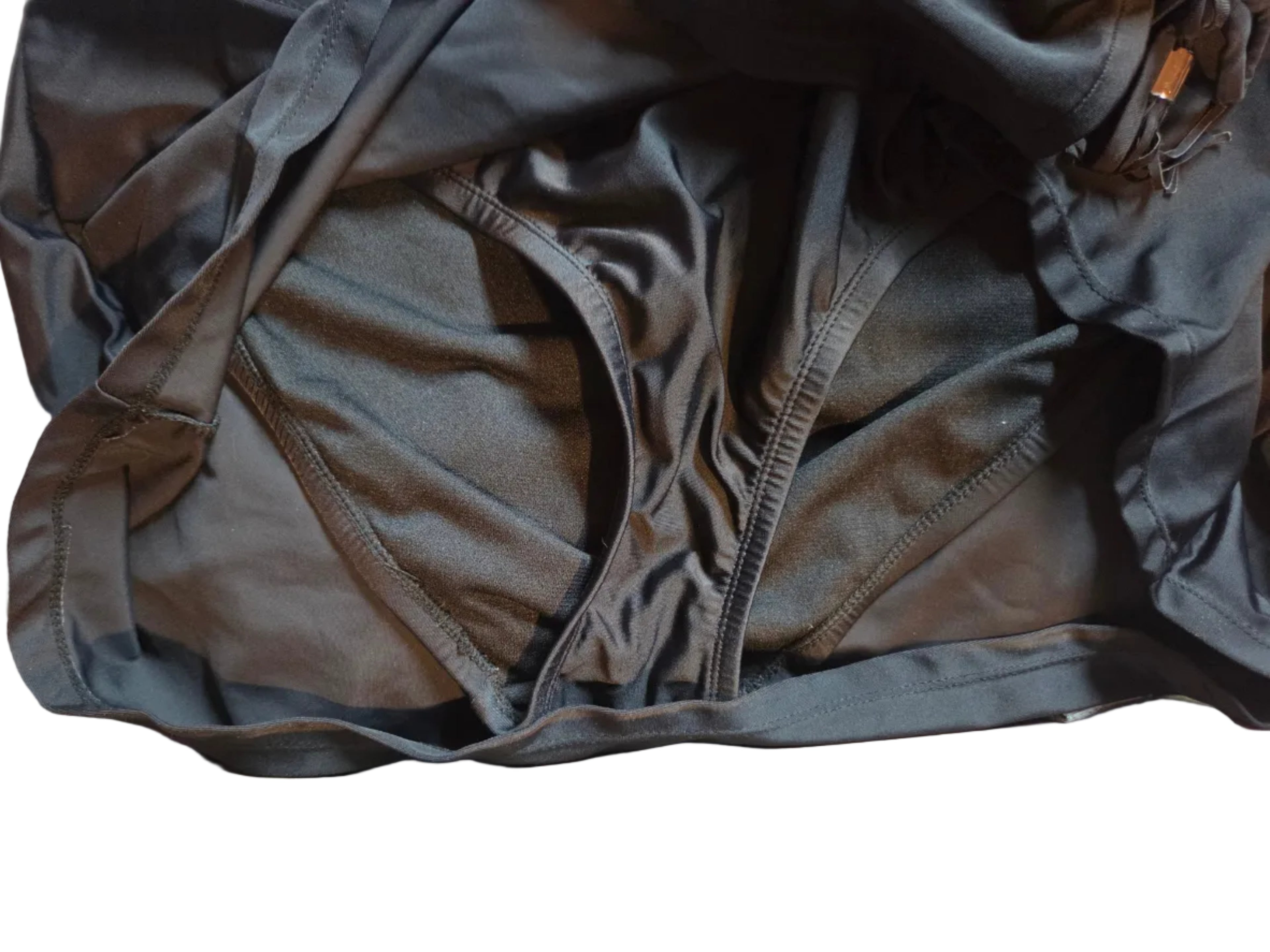 Black Ruched Side Drawstring Swim Short — Large (12-14)