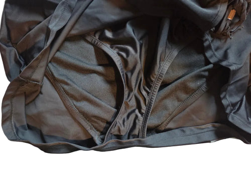 Black Ruched Side Drawstring Swim Short — Large (12-14)