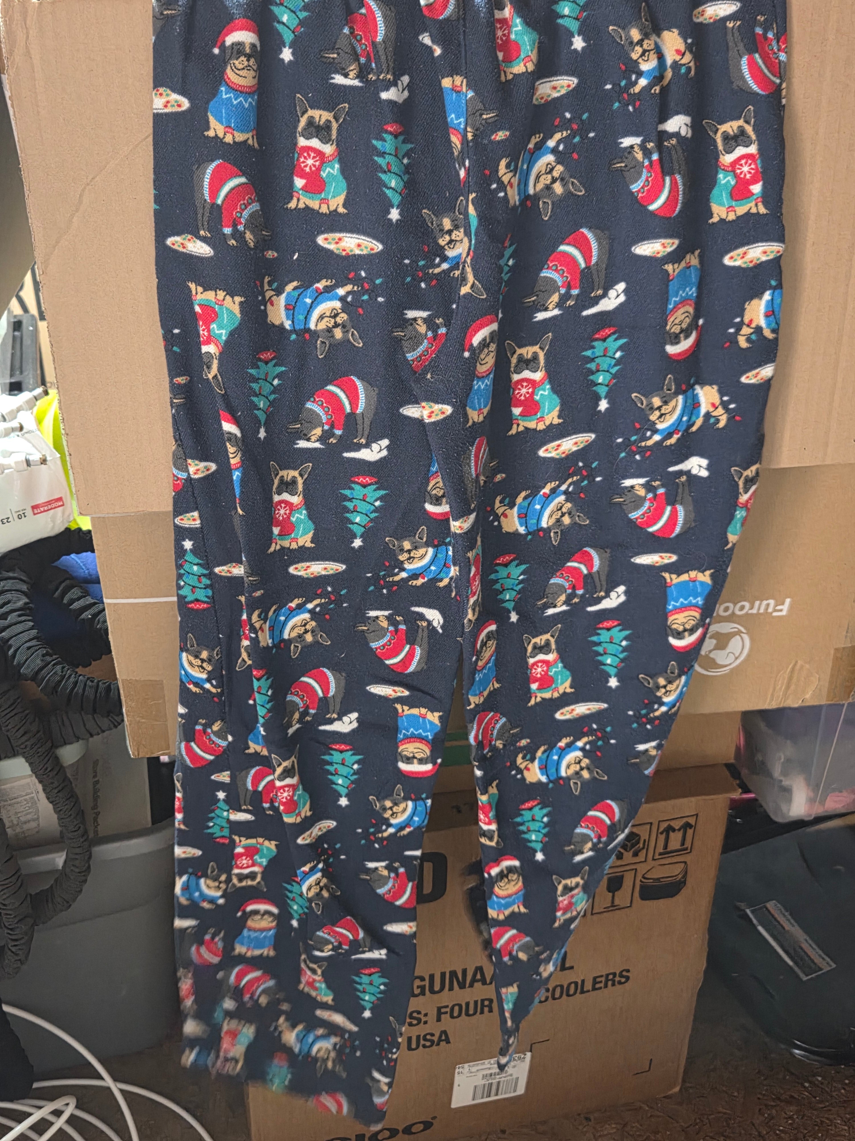 Lands' End Santa Pups Holiday Pajama Pants – Navy French Bulldog Christmas Print