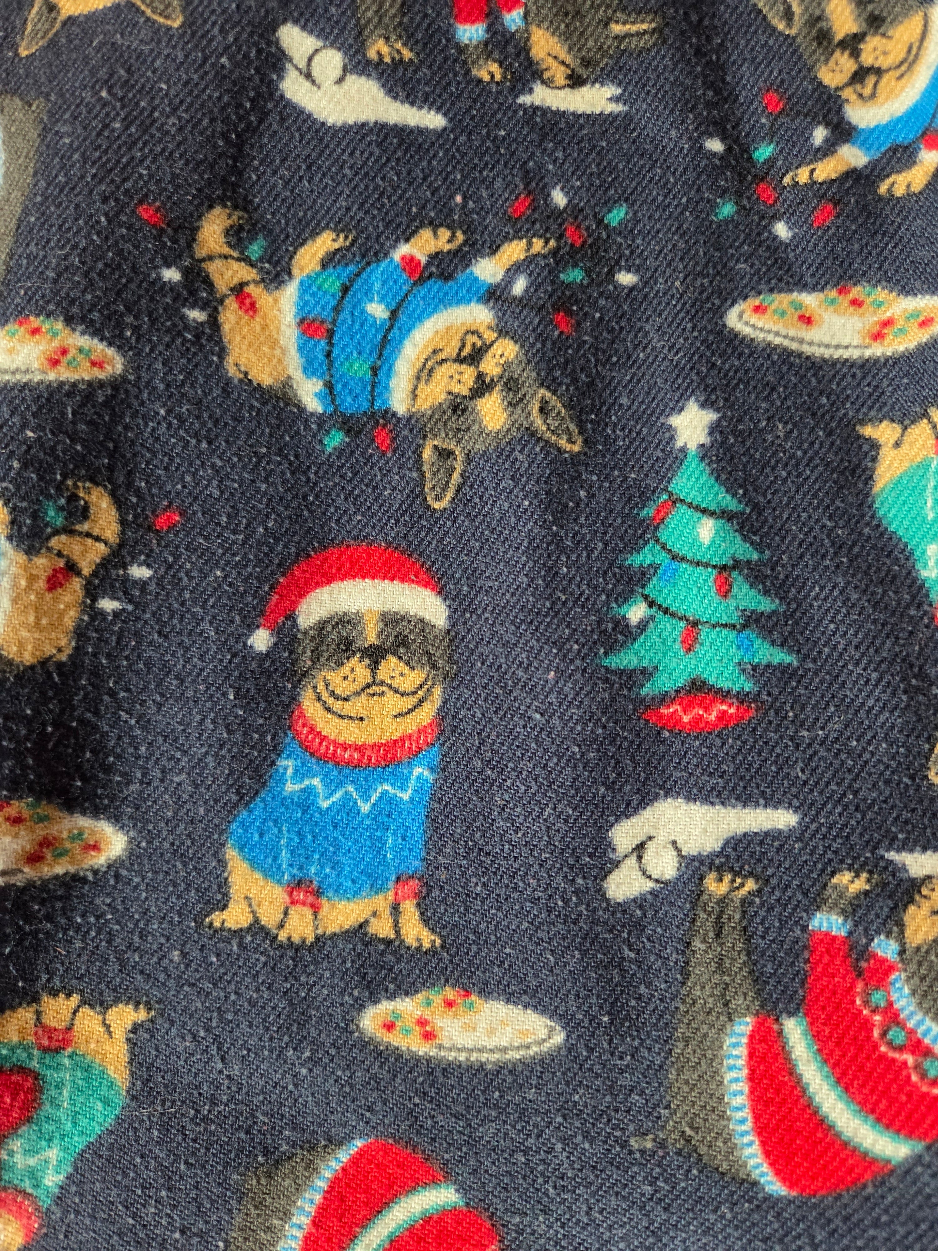 Lands' End Santa Pups Holiday Pajama Pants – Navy French Bulldog Christmas Print