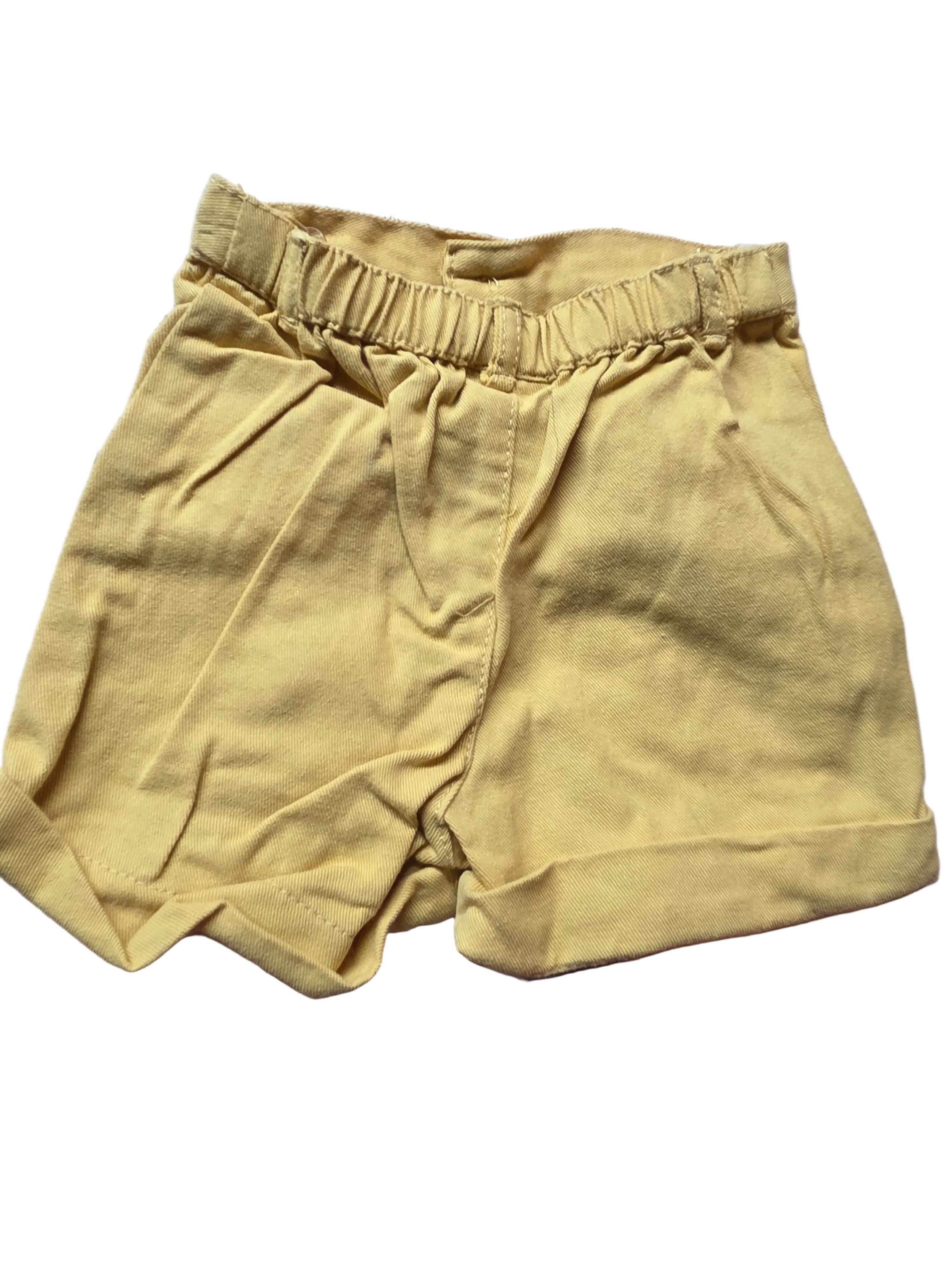 Vintage Tahari Yellow High-Waisted Cuffed Shorts