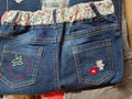 Kids Tales Girls Mouse Cartoon Embroidered Floral Elastic Jeans — Size 6-7