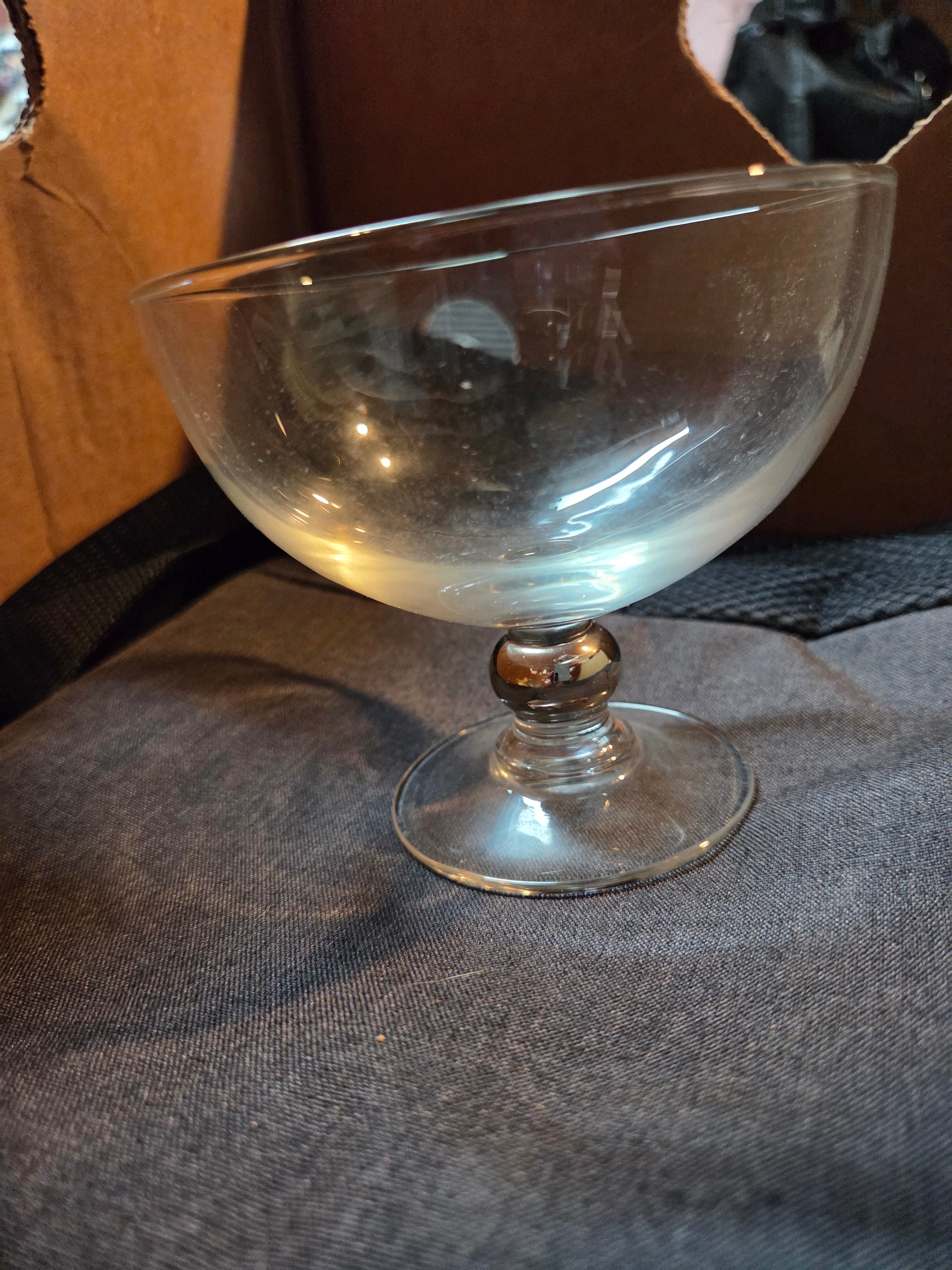 Vintage Luminarc Wine Goblets Coupes Silver Stem Ball 10oz — Set of 2