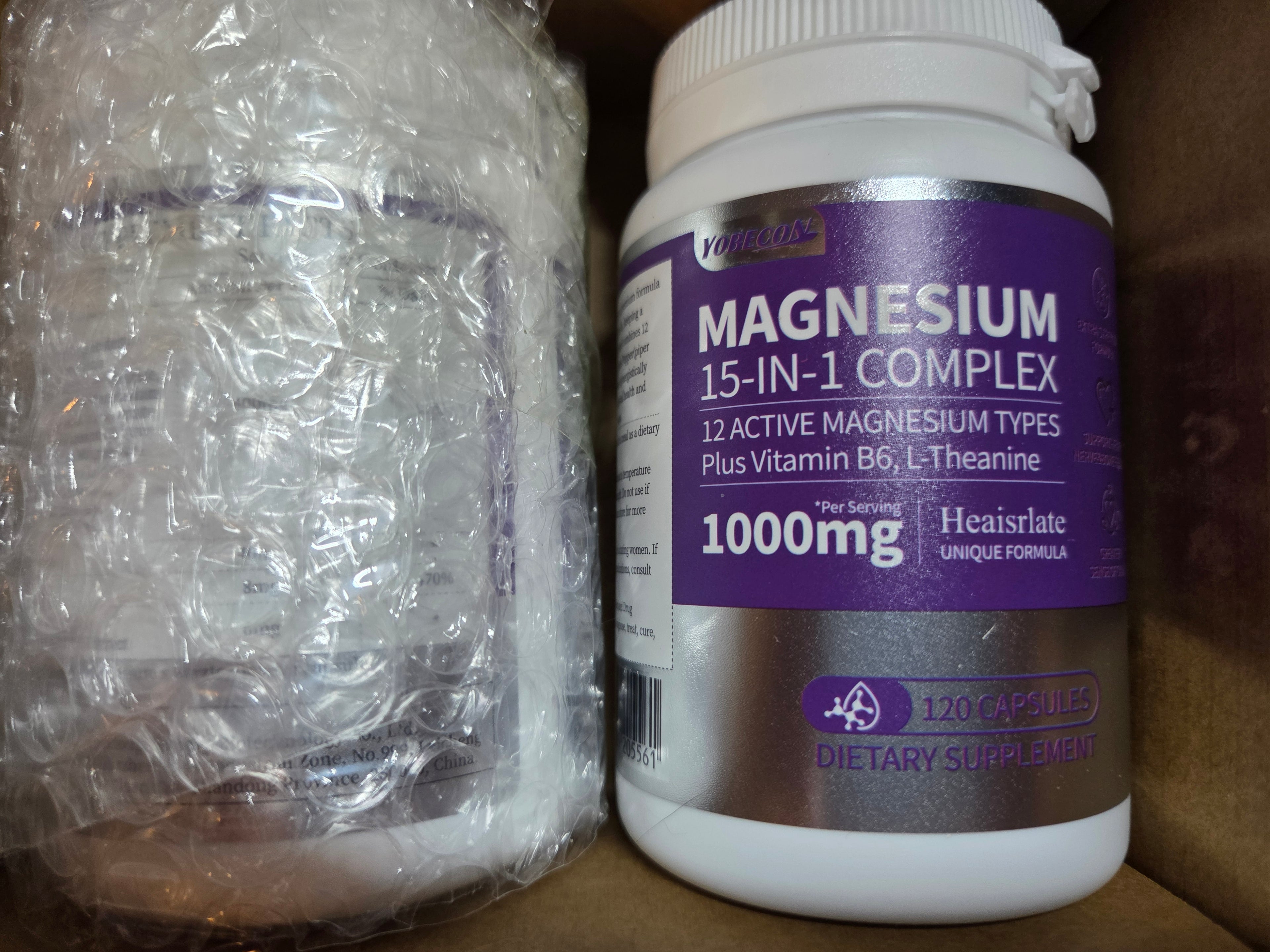 Heaisrlate Magnesium 15-in-1 Complex 1000mg with B6 & L-Theanine — 120 Capsules (Set of 2, NIP)