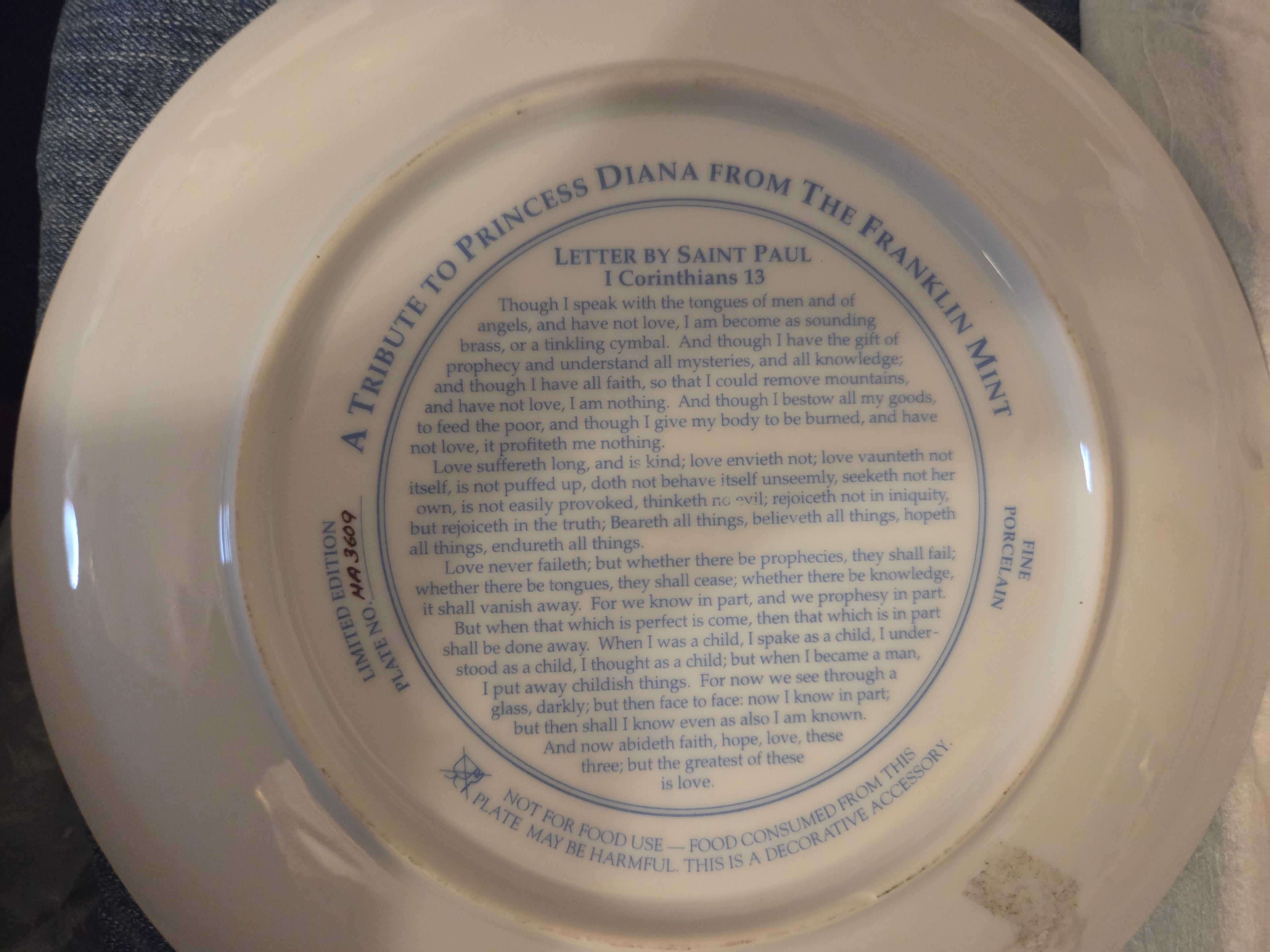 Franklin Mint Princess Diana Commemorative Porcelain Plate