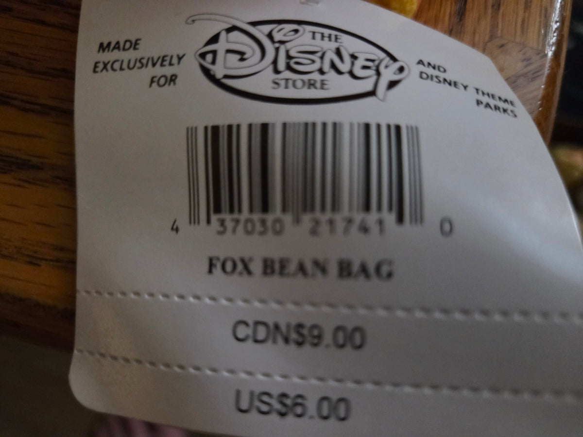 Vintage 1990s Disney Store Mary Poppins Orange Fox Mini Bean Bag Plush with Store Tag
