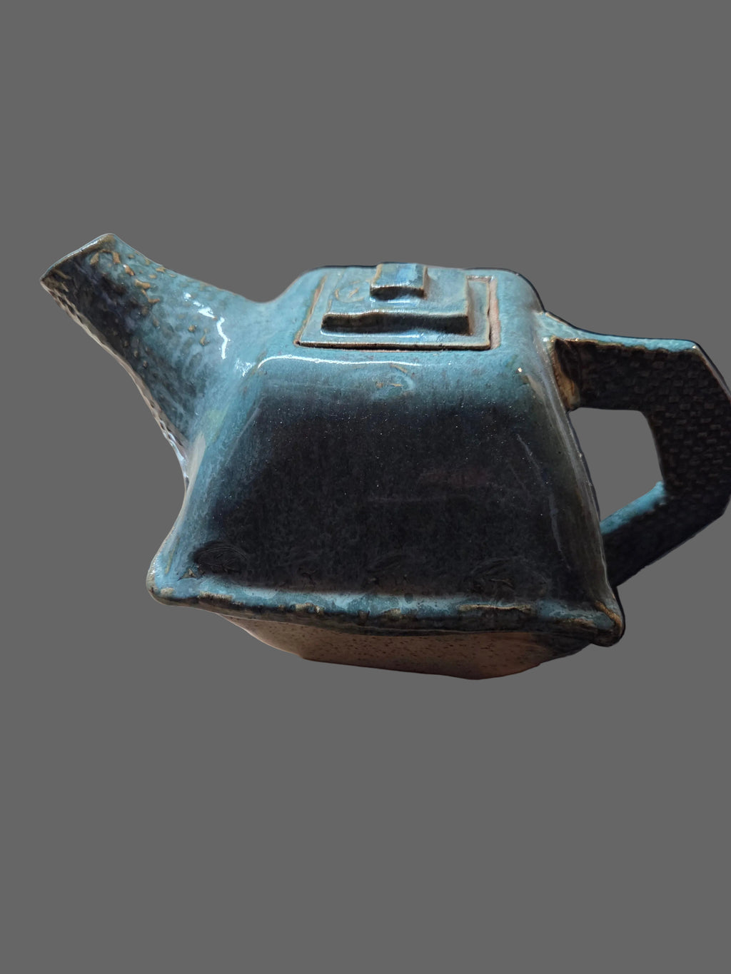 Robin's-Egg Blue Yi Hsing Style Square Pottery Teapot