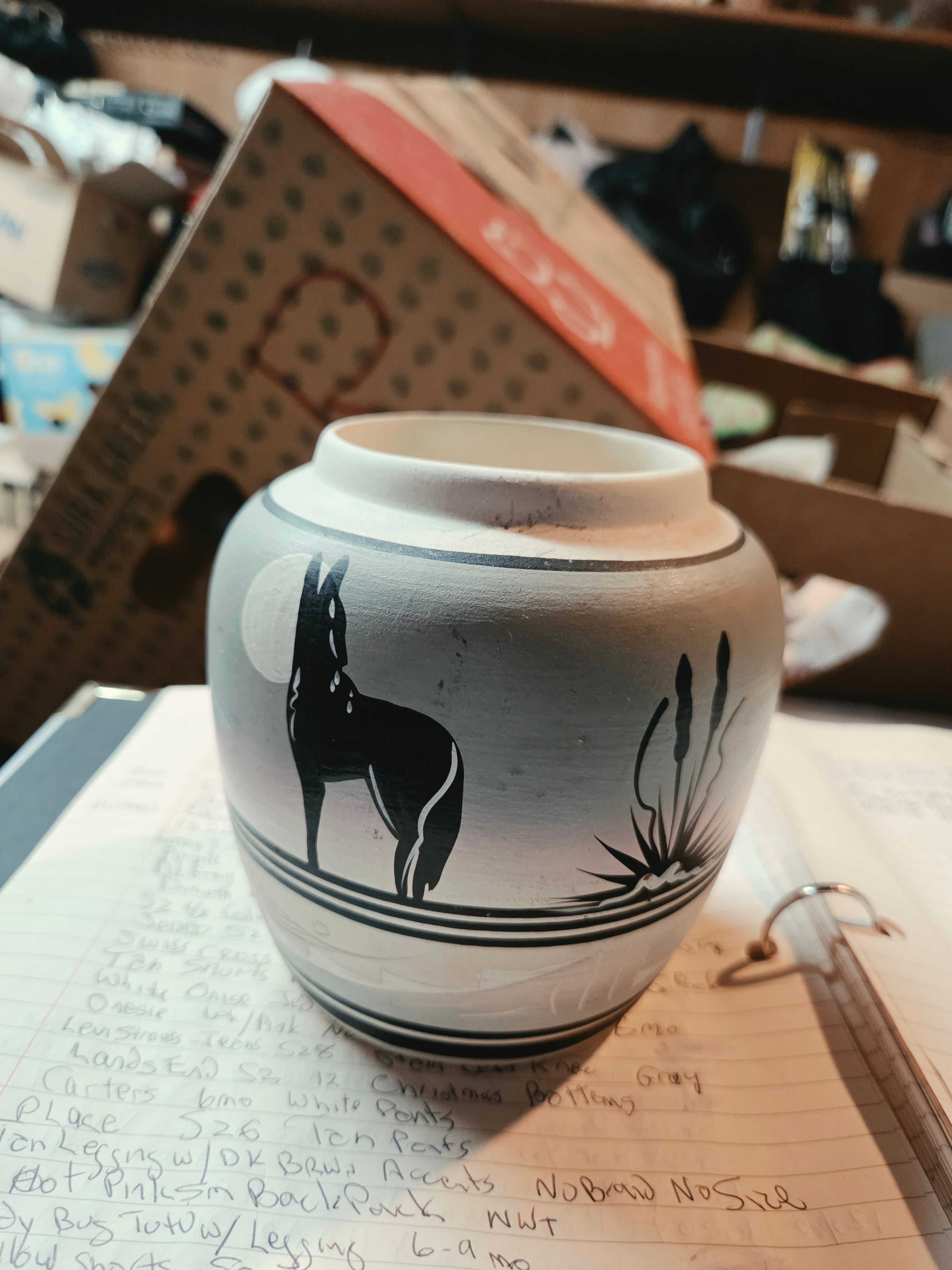 Vintage Pastel Pottery Vase Signed Lyn – Native American Navajo