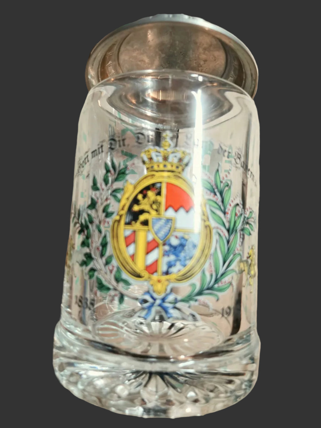 German Beer Stein Pewter Lid – Bavarian Coat of Arms Rein Zinn