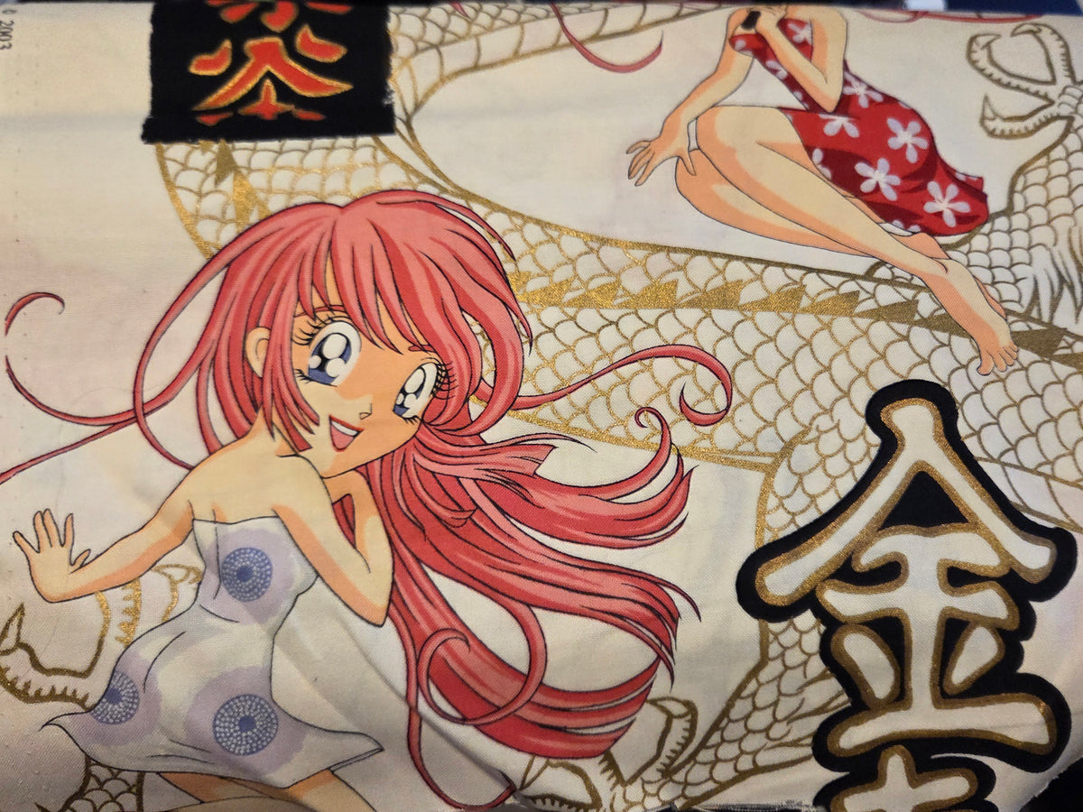 Alexander Henry "Tokyo Dream" Fabric – Vintage Anime Girl & Gold Dragon – New on Bolt