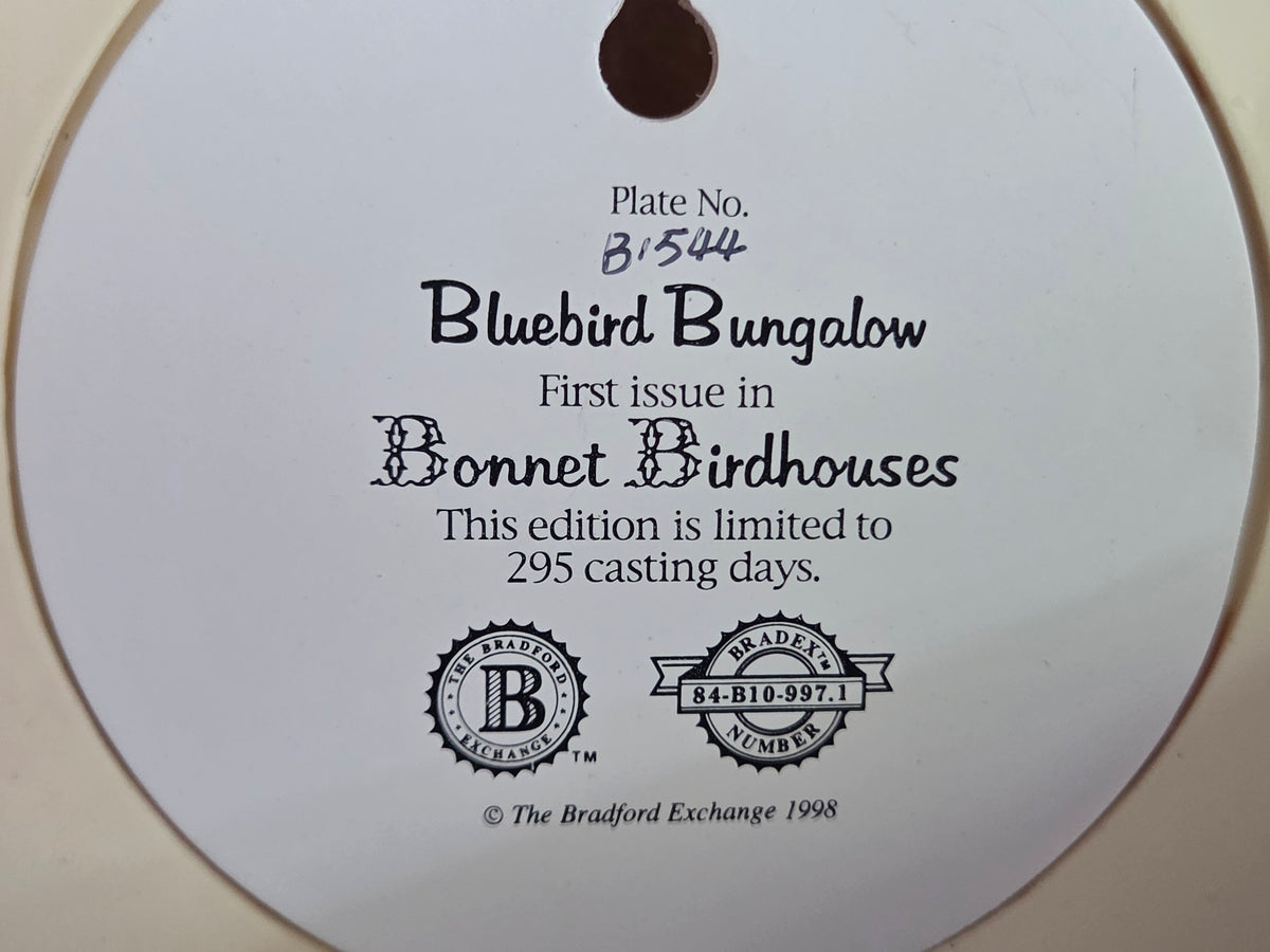 Bradford Exchange Bluebird Bungalow Wall Plaque – Bonnet Birdhouses, 1998