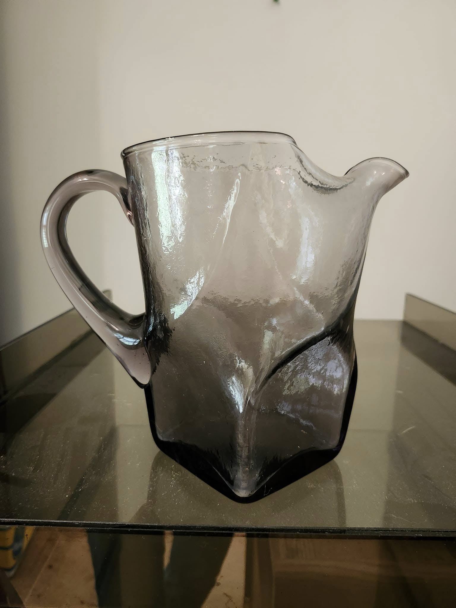 Vintage Morgantown Glass "Square Jug" Pitcher – Smoky Amethyst