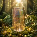 Iridescent Mushroom & Celestial Glass Tumbler 16oz (Preowned)