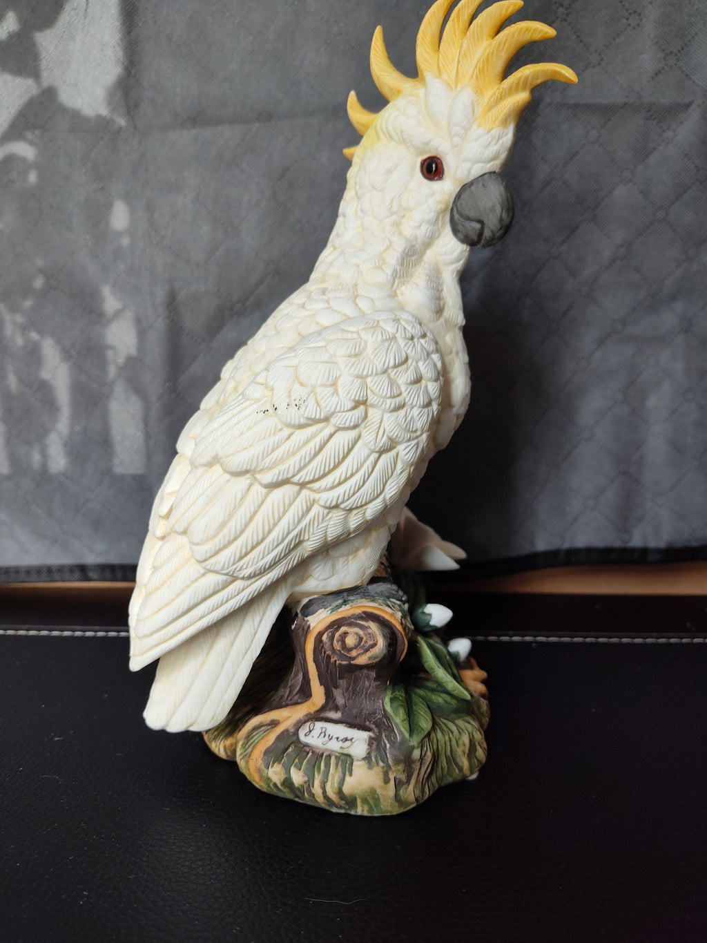Vtg 1994 Royal Carlton Porcelain White Cockatoo Figurine Flowers Signed J Byron