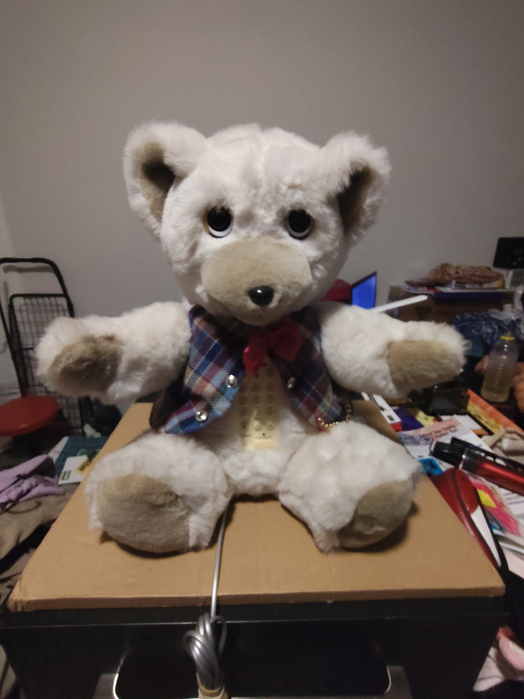 Vintage 1986 TeleConcepts K.C. Bearifone II Talking Animated Plush Bear Speakerphone