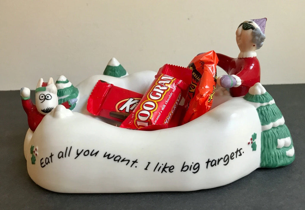 Vintage Maxine Hallmark Funny Christmas Candy Dish Preowned No Box