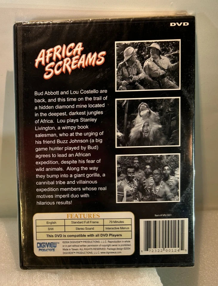 Africa Screams (DVD, 1949) 2005 Remaster Abbott & Costello New Sealed