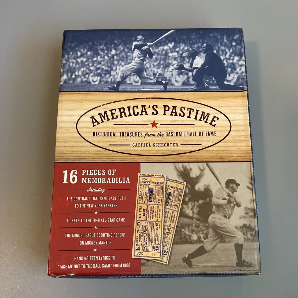 America's Pastime Baseball Memorabilia Book – 16 Pieces Babe Ruth Mickey Mantle