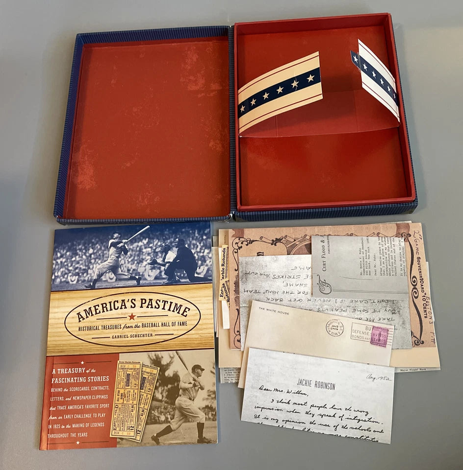 America's Pastime Baseball Memorabilia Book – 16 Pieces Babe Ruth Mickey Mantle
