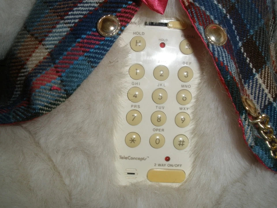 Vintage 1986 TeleConcepts K.C. Bearifone II Talking Animated Plush Bear Speakerphone