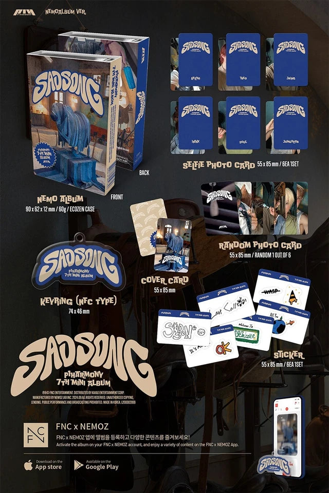 P1HARMONY [SAD SONG] 7th Mini Album NEMO Ver/Key Ring+7 Photo Card+6Sticker+GIFT