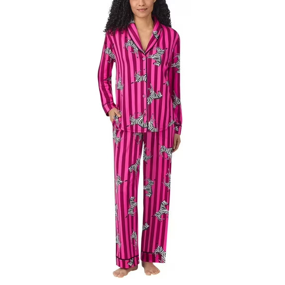 Room Service Women's 2-Piece Shawl Collar Pajama Set (Pink, XXL) Preowned